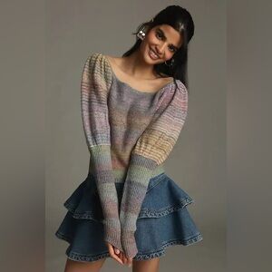 ANTHROPOLOGIE | Off-The-Shoulder Puff-Sleeve Sweater, Large